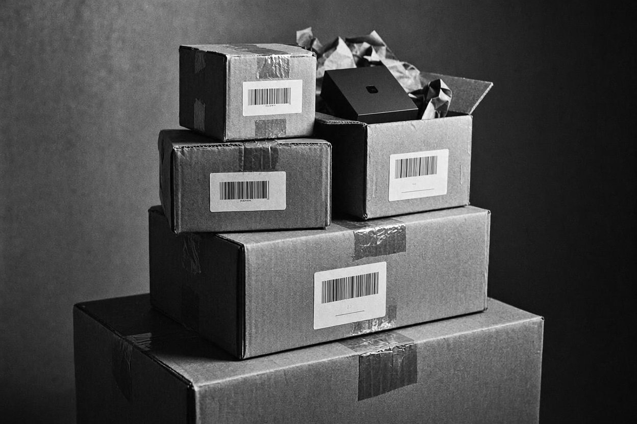 Stack of shipping boxes ready for dispatch